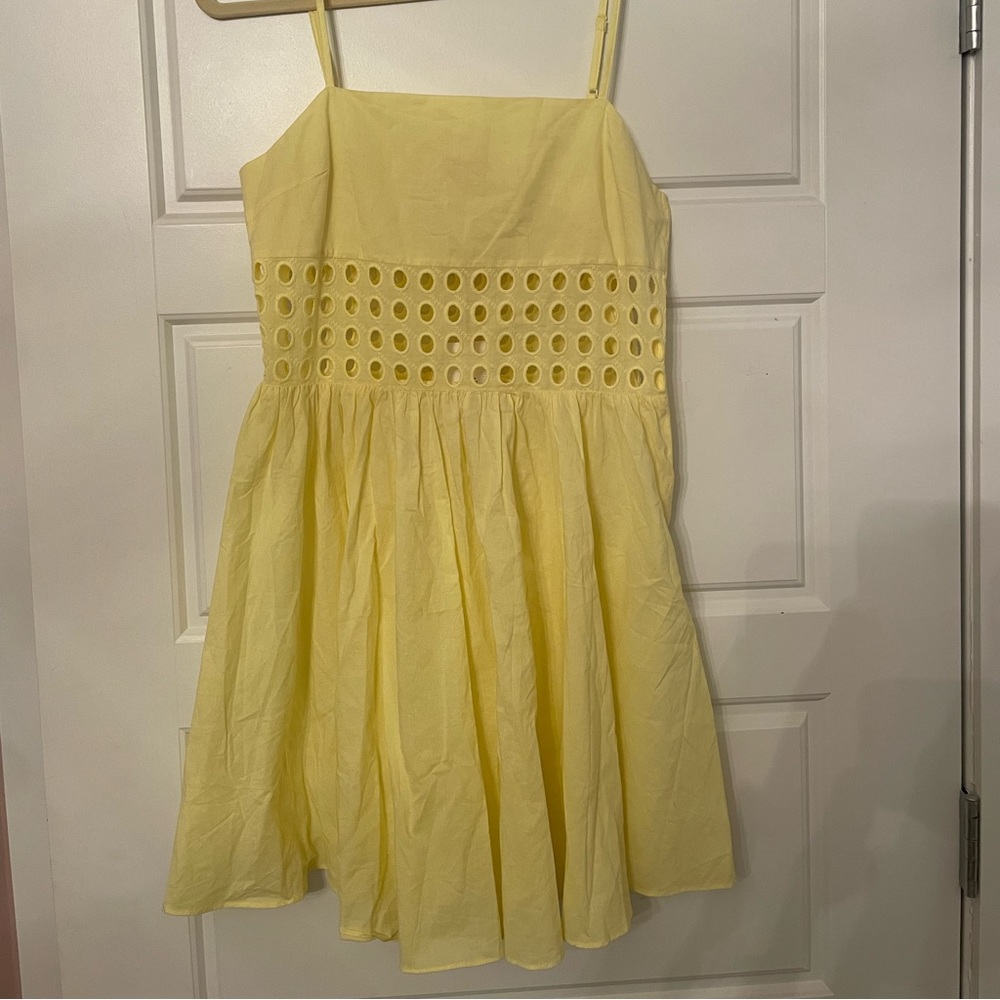 NWT solid and striped yellow dress